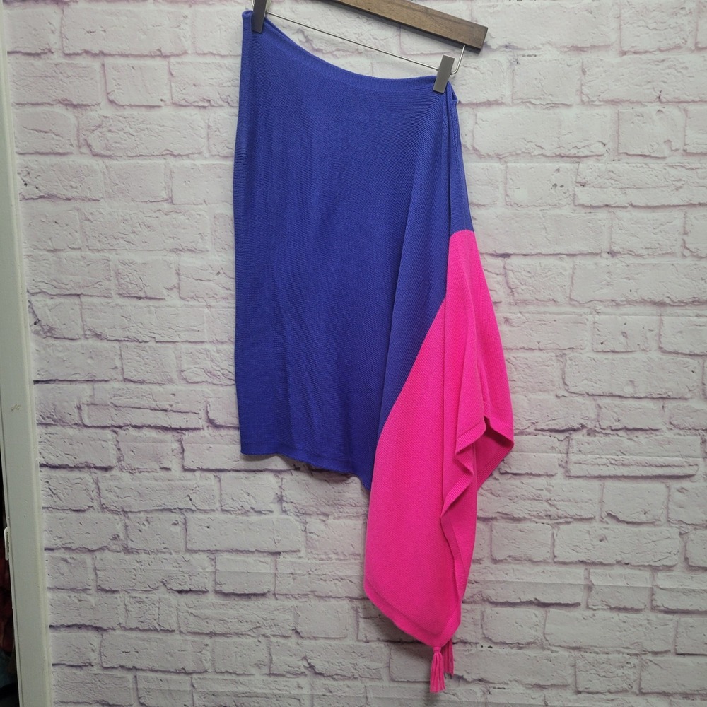 Lilly Pulitzer Colorblock Kinnon Sweater Wrap OS Pink Purple Knit Boho Resort
